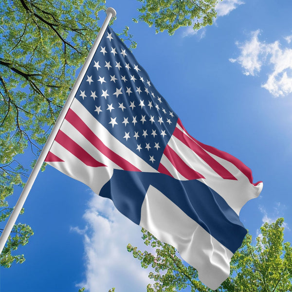 American Finnish Flag, US And Finland Polyester Friendship Blend Together Style 1
