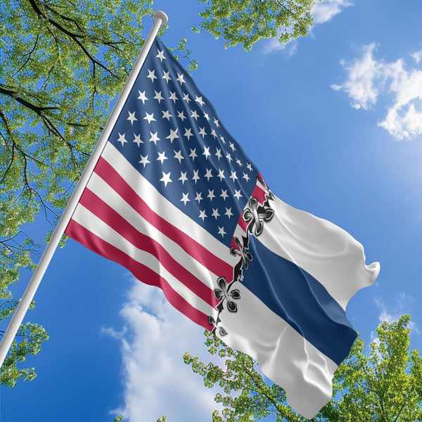 American Finnish Flag, US And Finland Polyester Sew Together Style 1