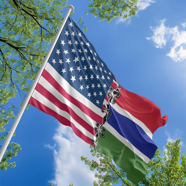 American Gambian Flag, US And Gambia Polyester Sew Together Style 1