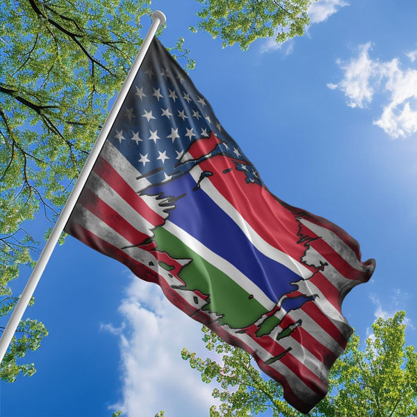 American Gambian Flag, US And Gambia Polyester The Scratch Style 1