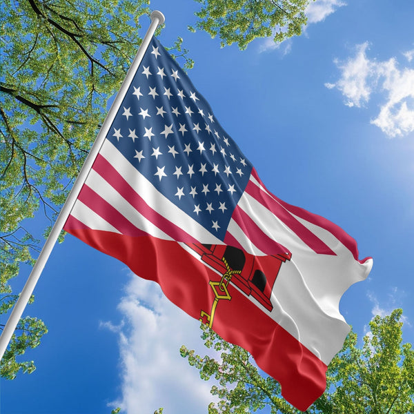 American Gibraltarian Flag, US And Gibraltar Polyester Friendship Blend Together Style 1