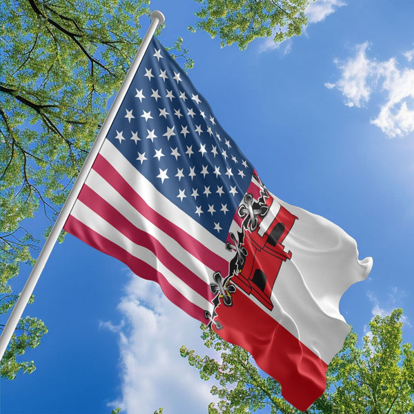 American Gibraltarian Flag, US And Gibraltar Polyester Sew Together Style 1