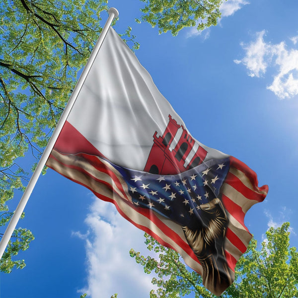 American Gibraltarian Flag, US And Gibraltar Polyester The Original Style 1