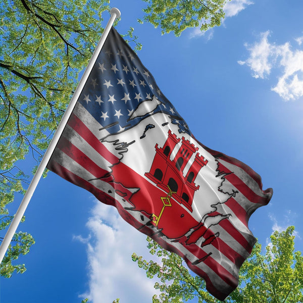 American Gibraltarian Flag, US And Gibraltar Polyester The Scratch Style 1
