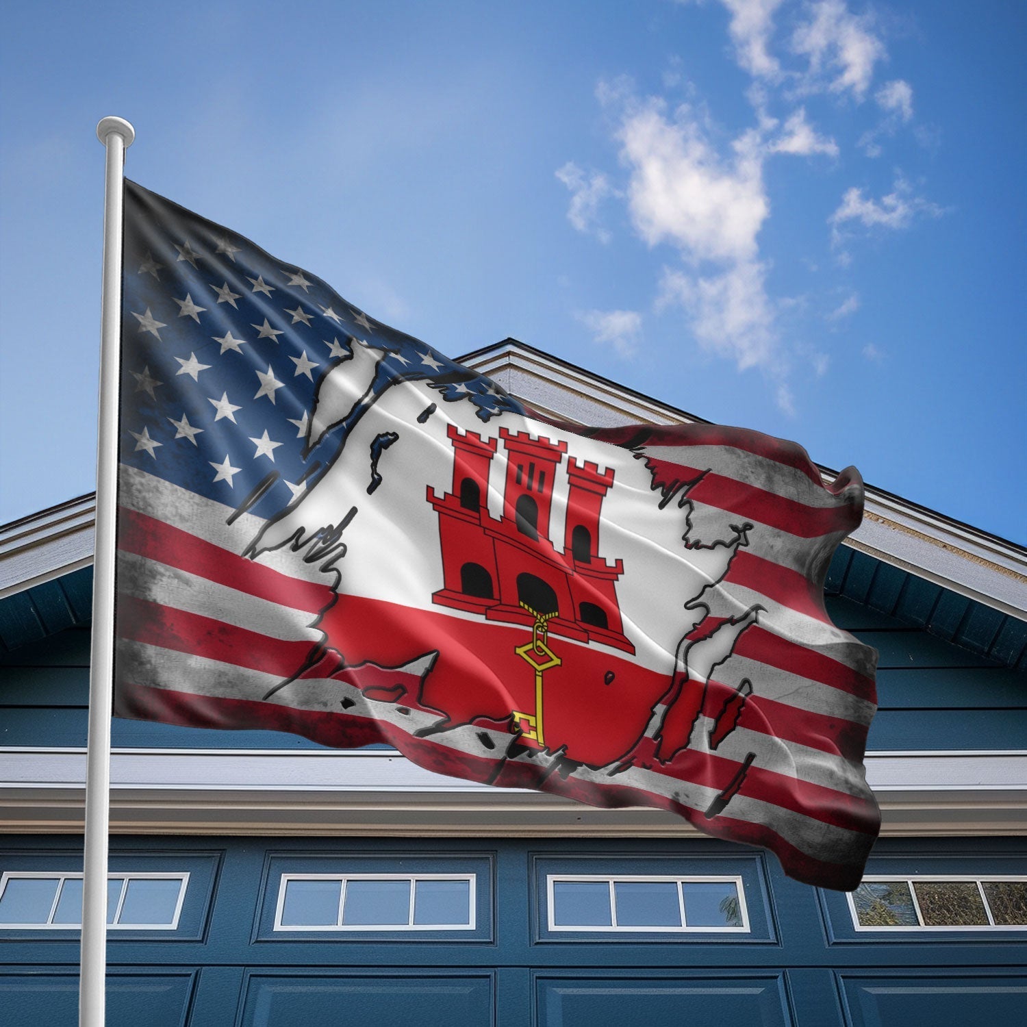 American Gibraltarian Flag, US And Gibraltar Polyester The Scratch Style 2