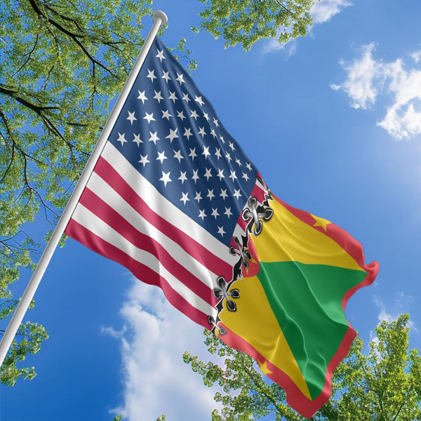 American Grenadian Flag, US And Grenada Polyester Sew Together Style 1