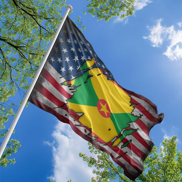 American Grenadian Flag, US And Grenada Polyester The Scratch Style 1