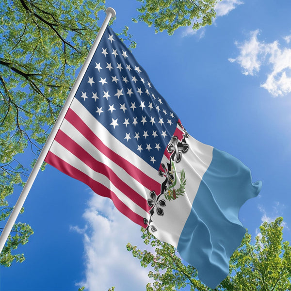 American Guatemalan Flag, US And Guatemala Polyester Sew Together Style 1