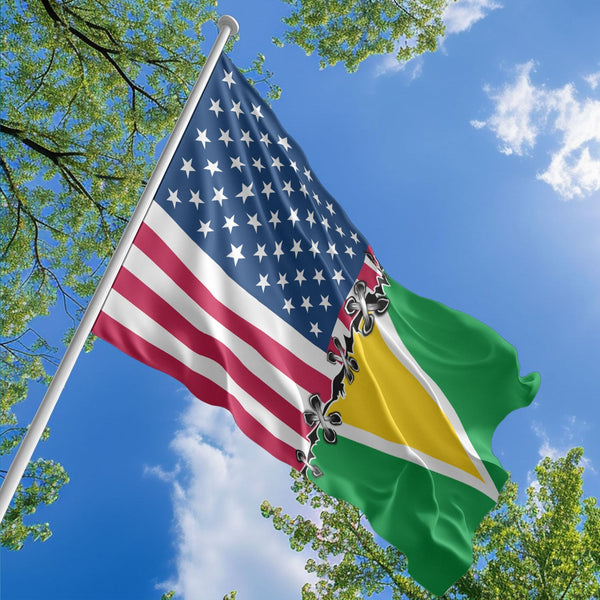 American Guyanese Flag, US And Guyana Polyester Sew Together Style 1
