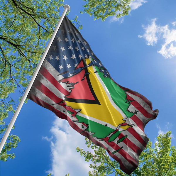 American Guyanese Flag, US And Guyana Polyester The Scratch Style 1