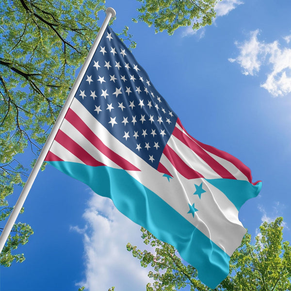 American Honduran Flag, US And Honduras Polyester Friendship Blend Together Style 1