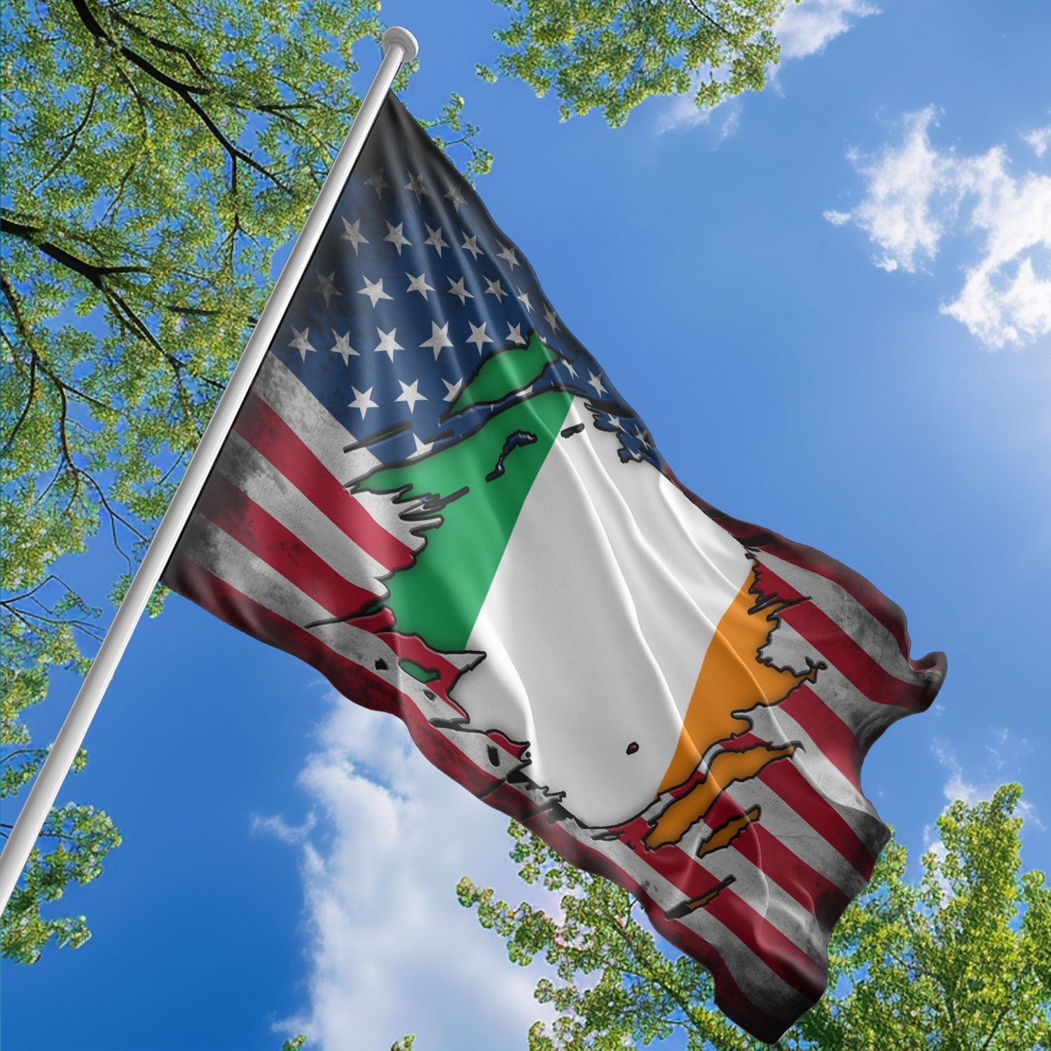 American Irish Flag, US And Ireland Polyester The Scratch Style 1