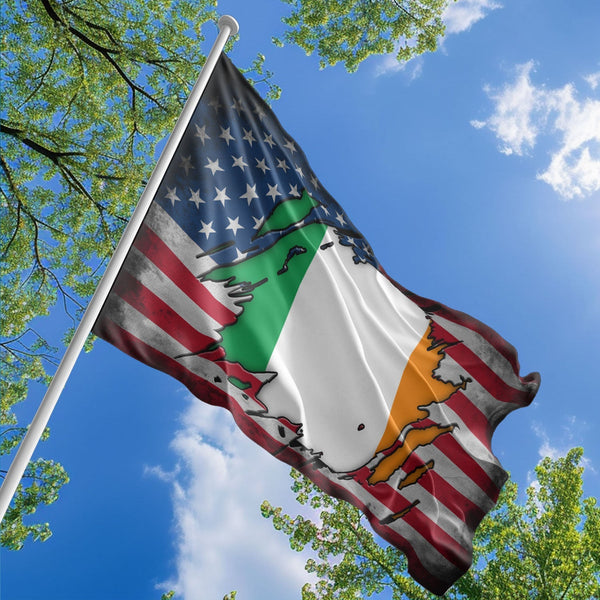 American Irish Flag, US And Ireland Polyester The Scratch Style 1