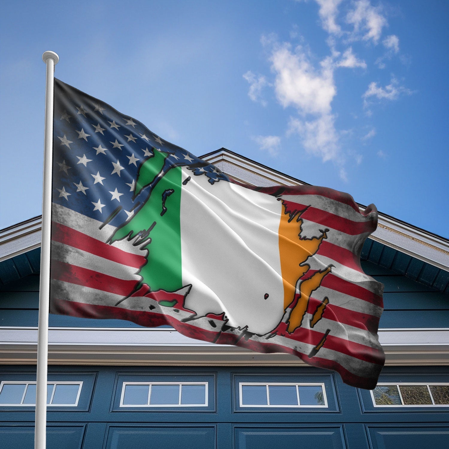 American Irish Flag, US And Ireland Polyester The Scratch Style 2