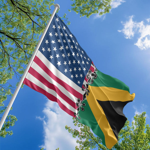 American Jamaican Flag, US And Jamaica Polyester Sew Together Style 1
