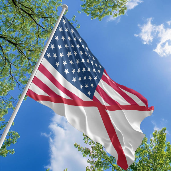 American Jerseyan Flag, US And Jersey Polyester Friendship Blend Together Style 1