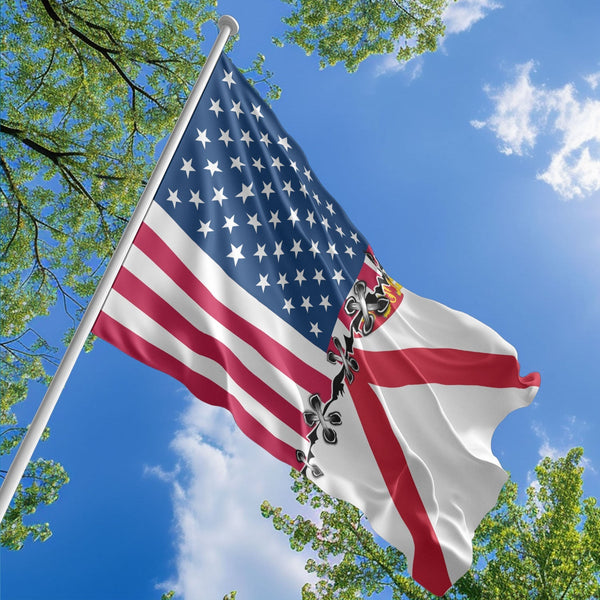 American Jerseyan Flag, US And Jersey Polyester Sew Together Style 1