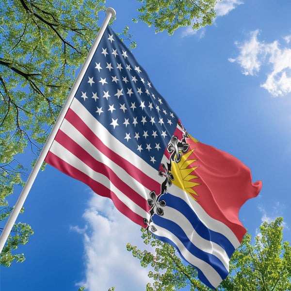 American I-Kiribati Flag, US And Kiribati Polyester Sew Together Style 1