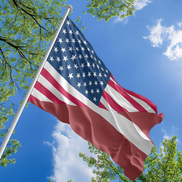 American Latvian Flag, US And Latvia Polyester Friendship Blend Together Style 1