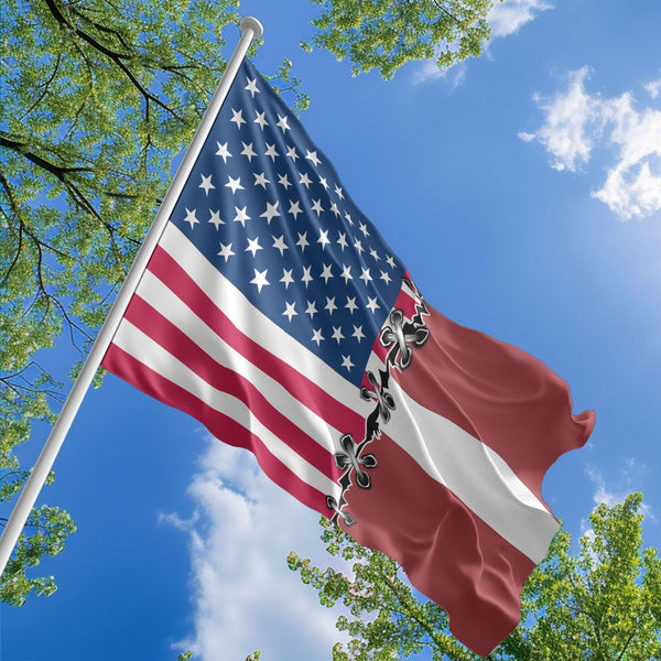 American Latvian Flag, US And Latvia Polyester Sew Together Style 1