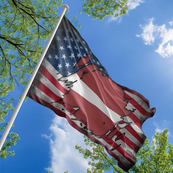 American Latvian Flag, US And Latvia Polyester The Scratch Style 1
