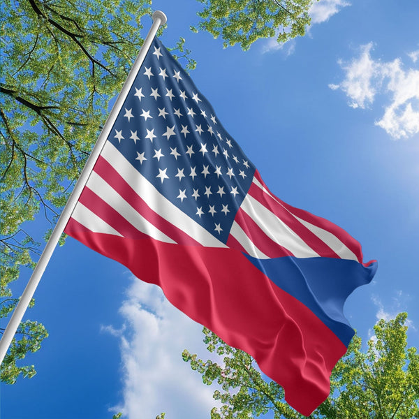 American Liechtenstein Flag, US And Liechtenstein Polyester Friendship Blend Together Style 1