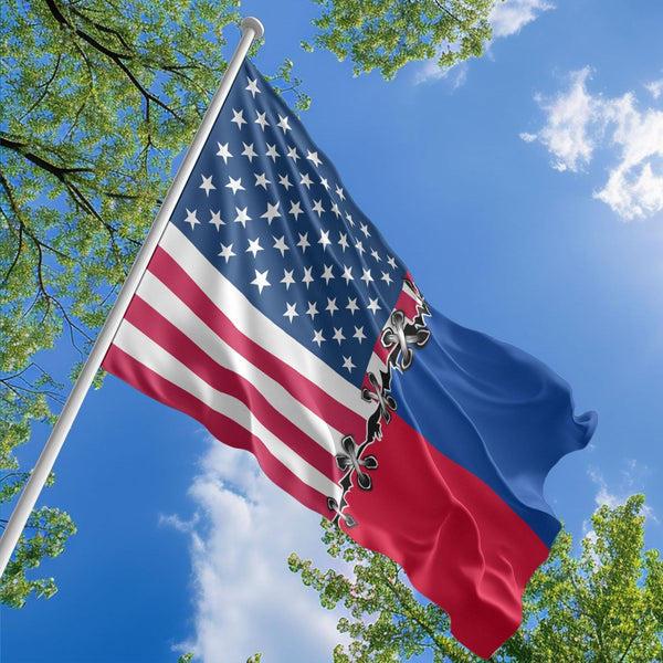 American Liechtenstein Flag, US And Liechtenstein Polyester Sew Together Style 1