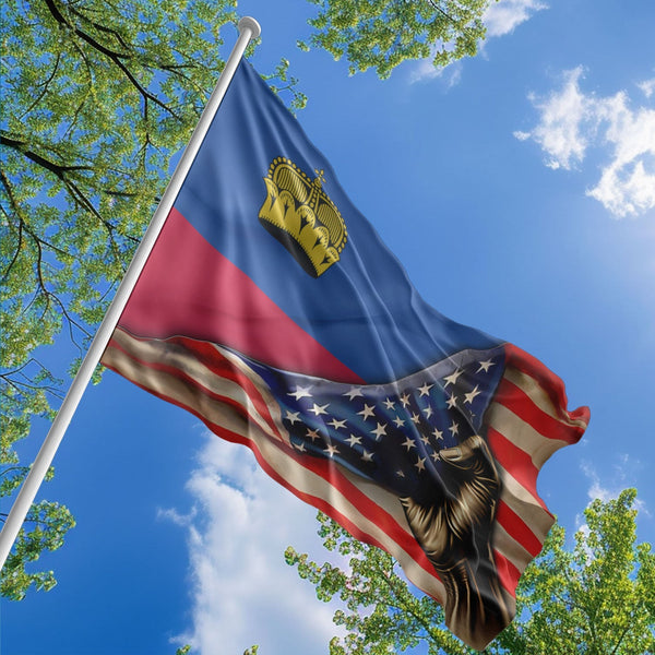American Liechtenstein Flag, US And Liechtenstein Polyester The Original Style 1