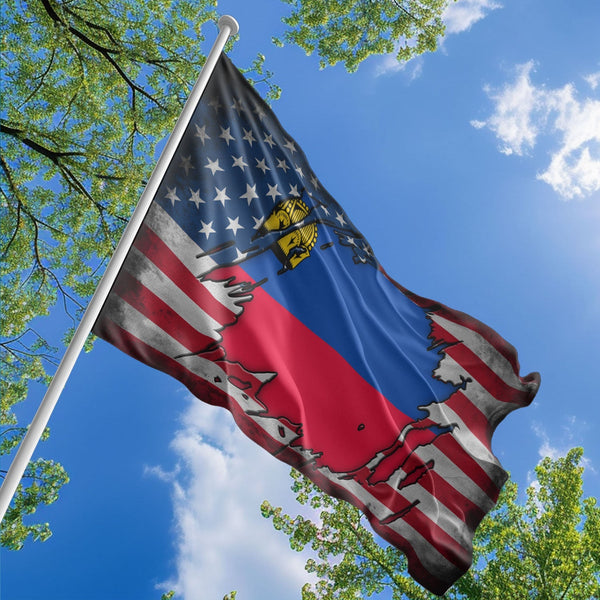 American Liechtenstein Flag, US And Liechtenstein Polyester The Scratch Style 1