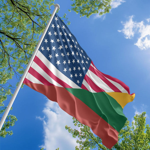American Lithuanian Flag, US And Lithuania Polyester Friendship Blend Together Style 1