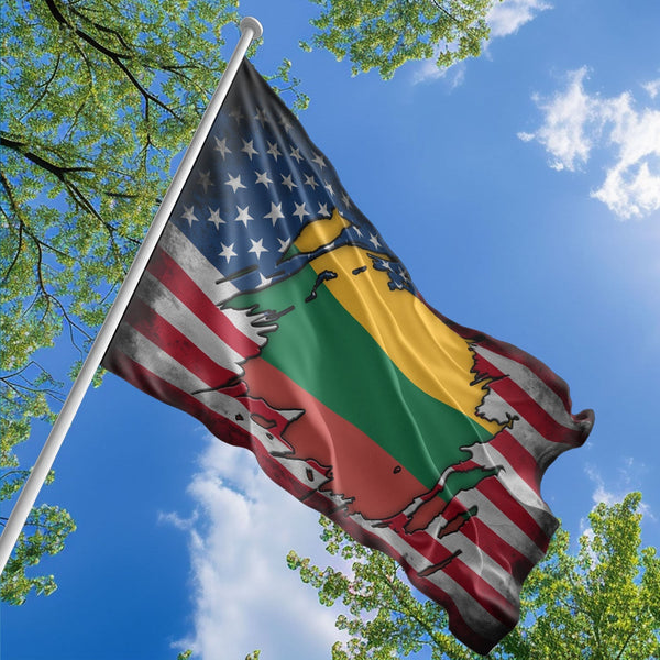 American Lithuanian Flag, US And Lithuania Polyester The Scratch Style 1