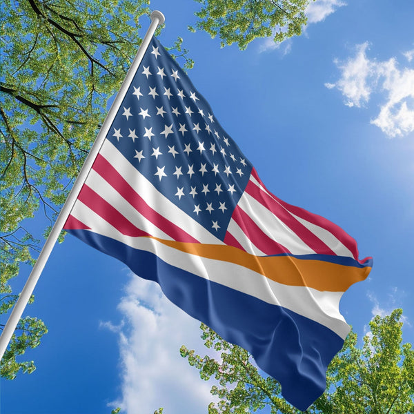American Marshallese Flag, US And Marshall Islands Polyester Friendship Blend Together Style 1