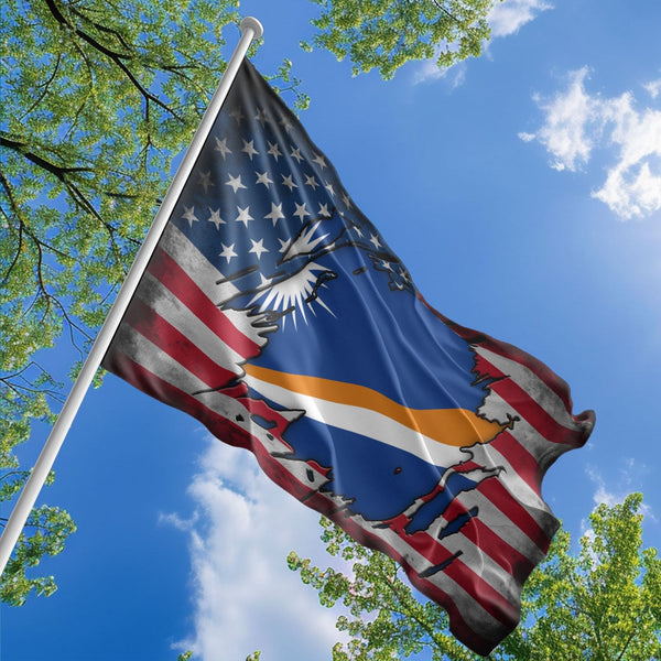 American Marshallese Flag, US And Marshall Islands Polyester The Scratch Style 1