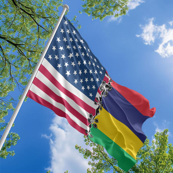 American Mauritian Flag, US And Mauritius Polyester Sew Together Style 1