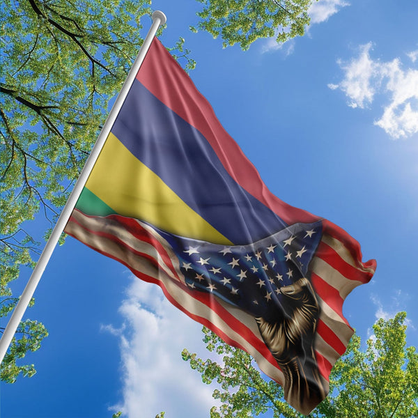 American Mauritian Flag, US And Mauritius Polyester The Original Style 1