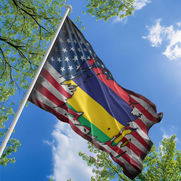 American Mauritian Flag, US And Mauritius Polyester The Scratch Style 1
