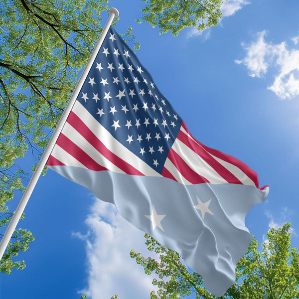 American Micronesian Flag, US And Micronesia Polyester Friendship Blend Together Style 1
