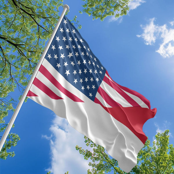 American Monégasque Flag, US And Monaco Polyester Friendship Blend Together Style 1