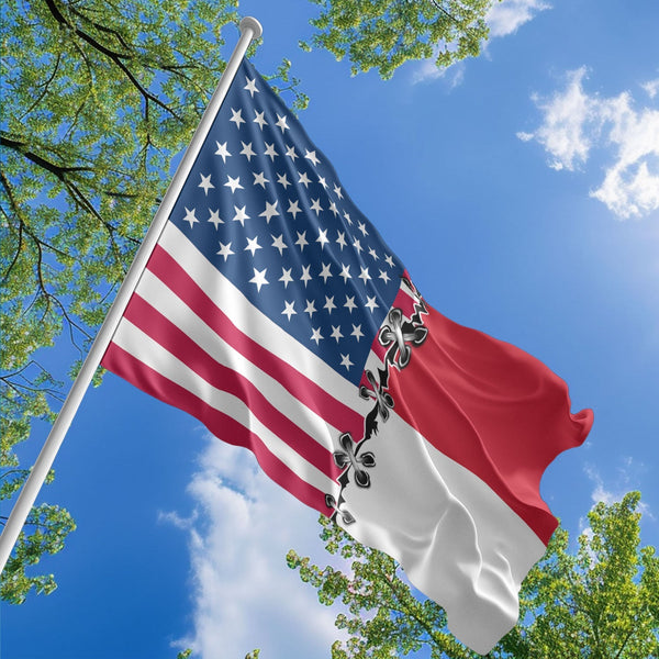 American Monégasque Flag, US And Monaco Polyester Sew Together Style 1