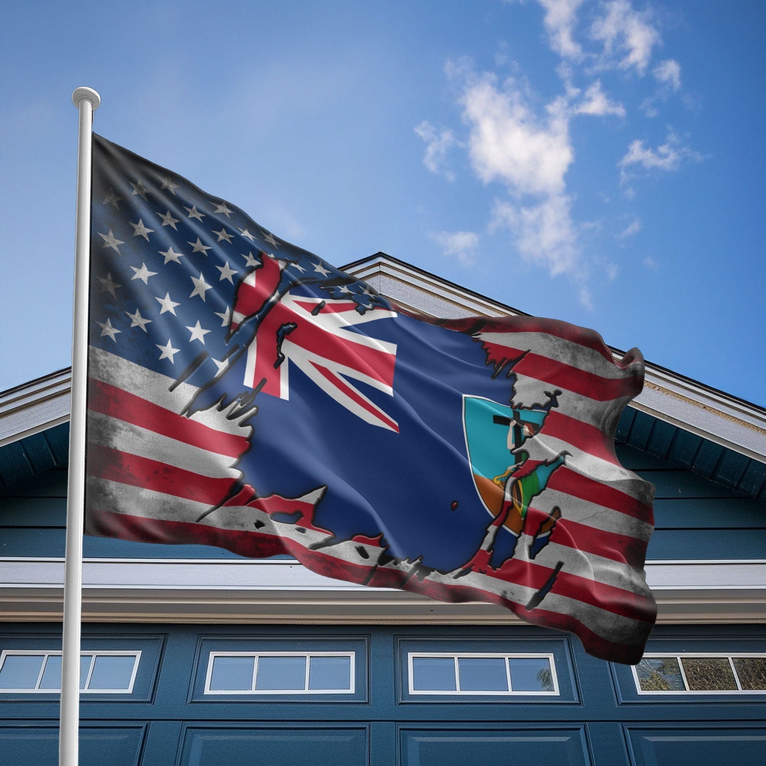 American Montserratian Flag, US And Montserrat Polyester The Scratch Style 2