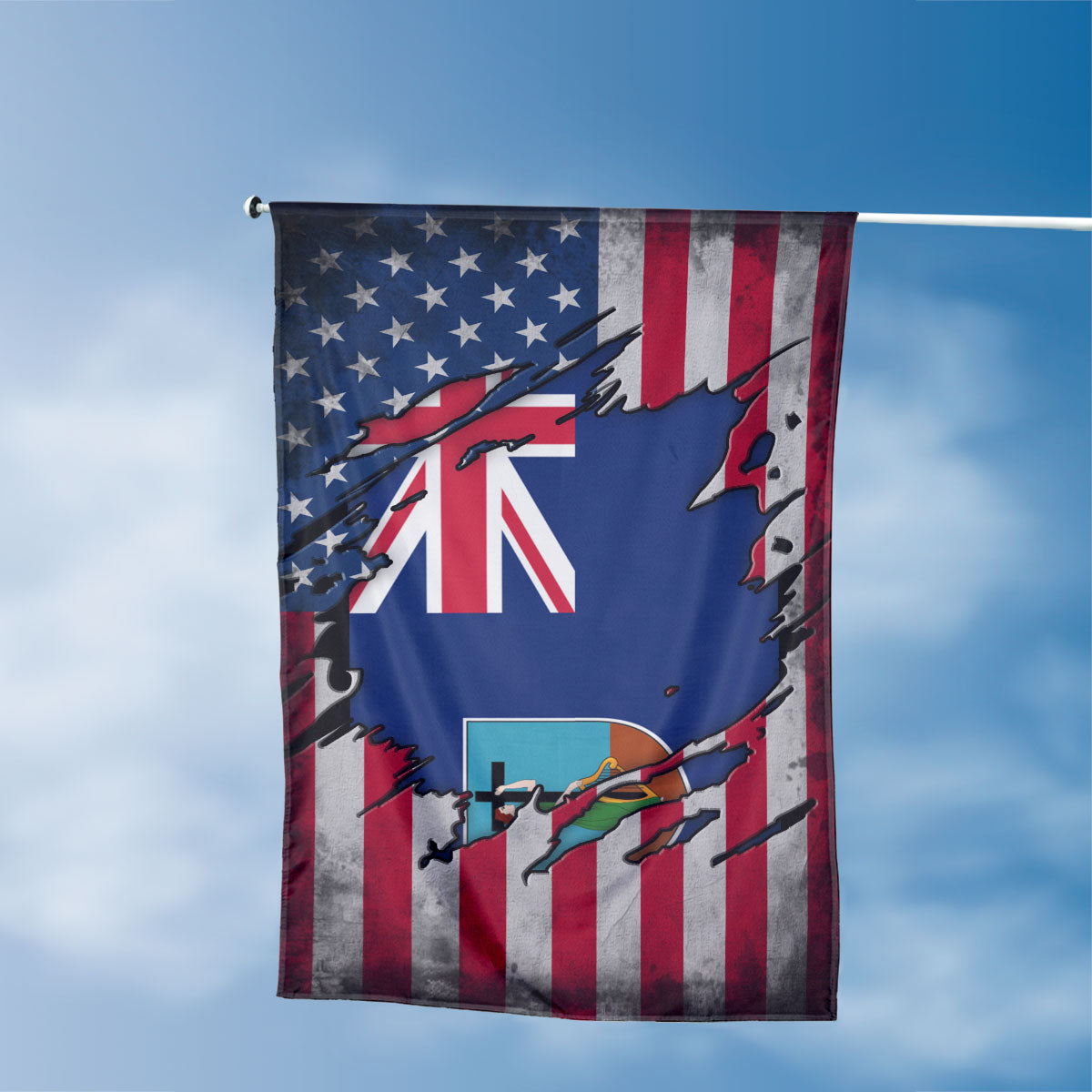 American Montserratian Flag, US And Montserrat Polyester The Scratch Style 3