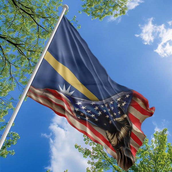 American Nauruan Flag, US And Nauru Polyester The Original Style 1