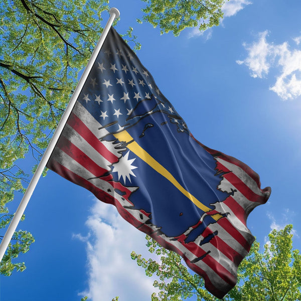 American Nauruan Flag, US And Nauru Polyester The Scratch Style 1