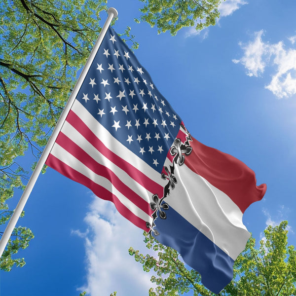 American Dutch Flag, US And Netherlands Polyester Sew Together Style 1