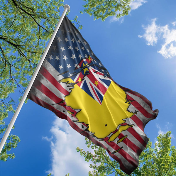 American Niuean Flag, US And Niue Polyester The Scratch Style 1
