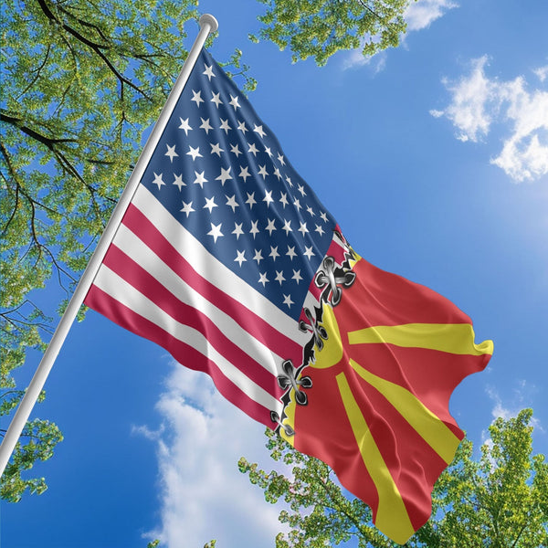American Macedonian Flag, US And North Macedonia Polyester Sew Together Style 1