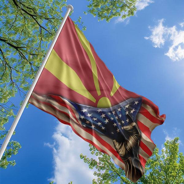 American Macedonian Flag, US And North Macedonia Polyester The Original Style 1