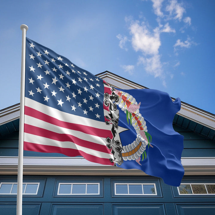 American Northern Marianan Flag, US And Northern Mariana Islands Polyester Sew Together Style 2