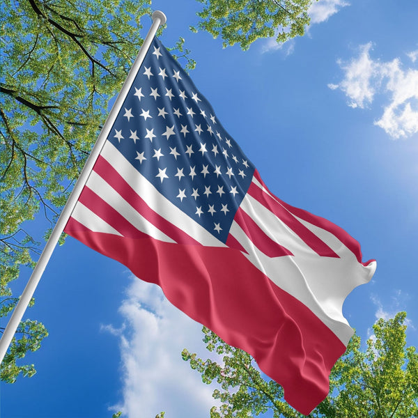 American Polish Flag, US And Poland Polyester Friendship Blend Together Style 1