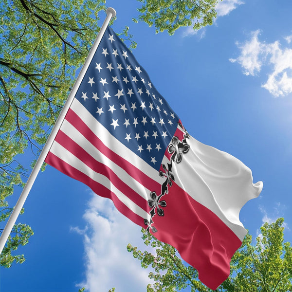 American Polish Flag, US And Poland Polyester Sew Together Style 1